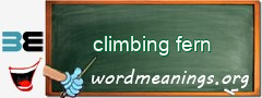 WordMeaning blackboard for climbing fern